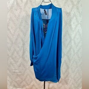 Robert Rodriguez teal long sleeve wrap brooke blouse size XL